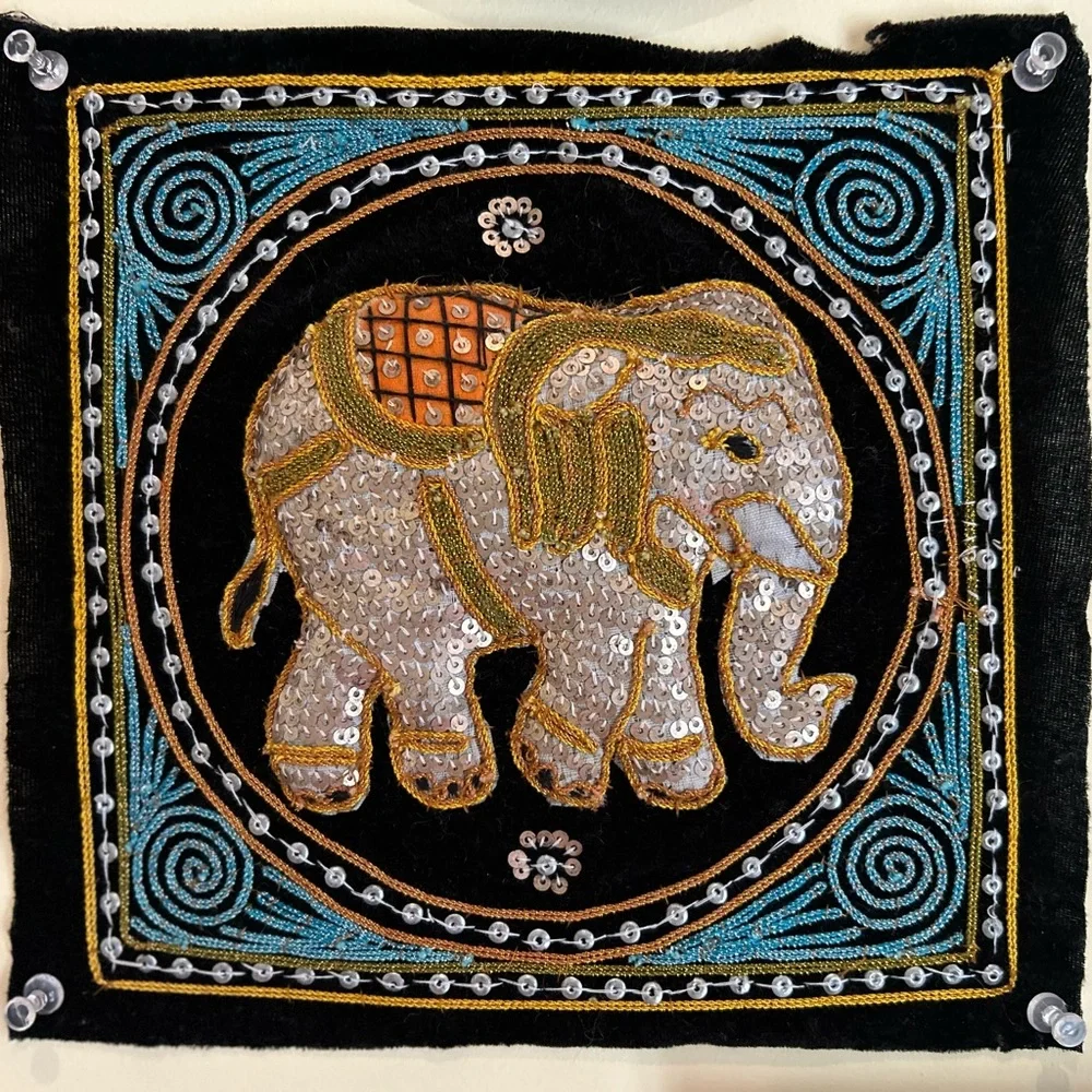 Elegant Elephant Embroidered Wall Decor‎ embroidery, needlework, handmade